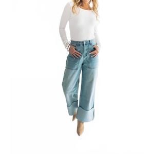 NEW FALCON PARK josie long sleeve top in white